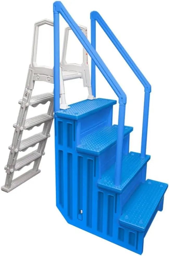 Select Anti-Slip In-Pool Steps – Gray, Deck-Mountable for 48–54″ Above-Ground Pools, 300-Lb Capacity