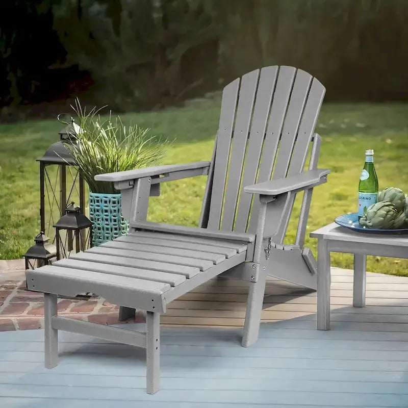 Vrakae Adjustable Folding Adirondack Chair with Matching Ottoman