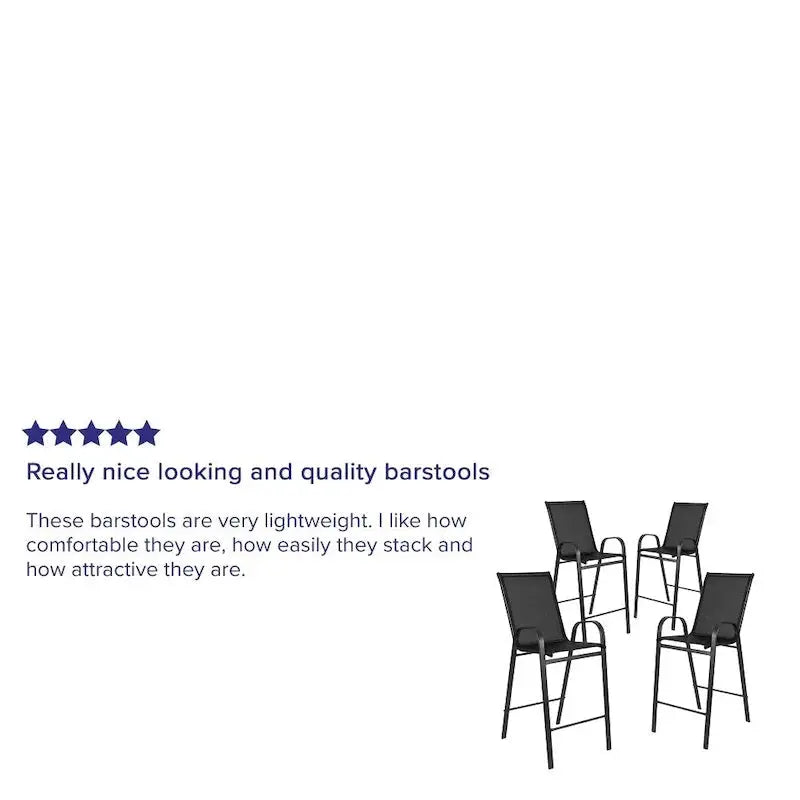 Set of 4 Outdoor Barstools with Flexible Comfort Seats – All-Weather Patio Stool Collection