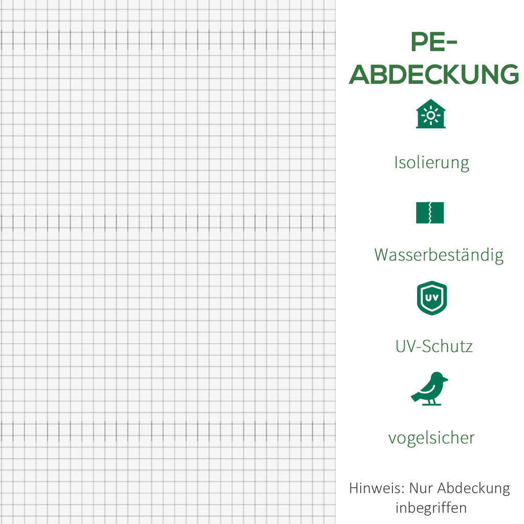 Outsunny Ersatz-Gewächshausabdeckung Gewächshausabdeckung, wetterbeständig, 300 cm x 200 cm x 200 cm, Transparent