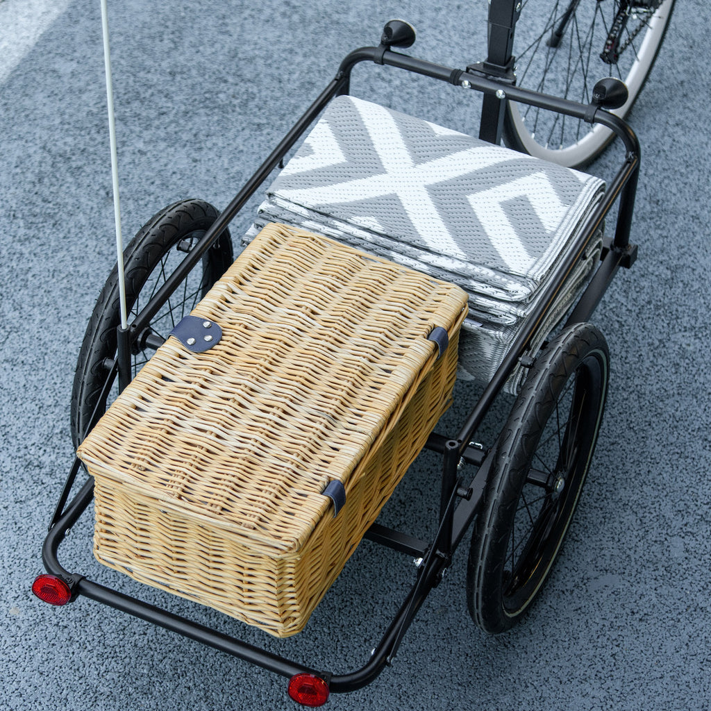 HOMCOM Fahrradanhänger mit abnehmbarer und faltbarer 65L Aufbewahrungsbox, Sicherheitsreflektoren, maximale Belastung von 40KG, grau