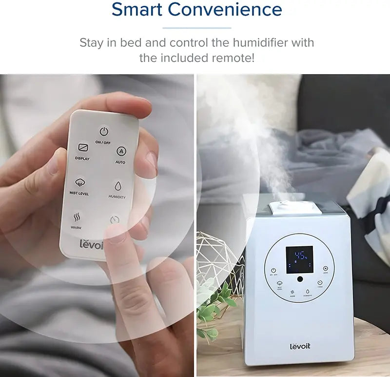 LEVOIT 6L Smart Humidifier – Warm & Cool Mist for Large Bedrooms, Plants & Families with Auto Humidity Sensing