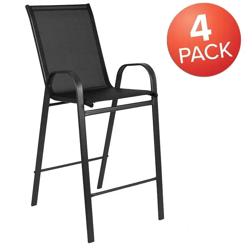 Set of 4 Outdoor Barstools with Flexible Comfort Seats – All-Weather Patio Stool Collection