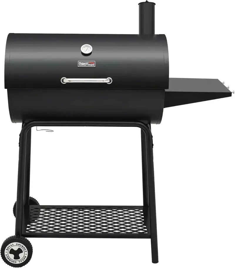 Royal Gourmet 30-Inch Charcoal Barrel Grill with Side Shelf – Outdoor BBQ for Backyard Cooking