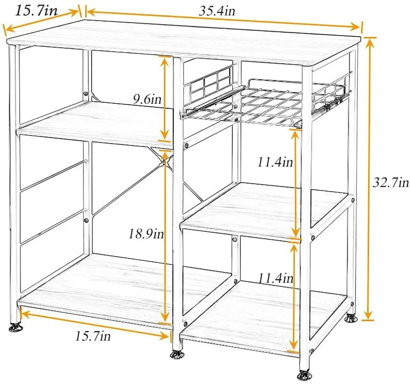 SOGES Kitchen Cart 3-Tier Kitchen Baker's Rack Utility Microwave Oven Stand Black