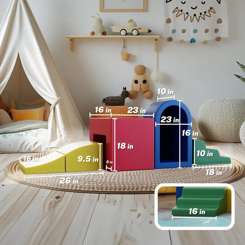 JMPU PU Leather Toddler Climbing Toys – Foam Blocks for Ages 1-3, Soft Indoor Playset, Waterproof & Safe