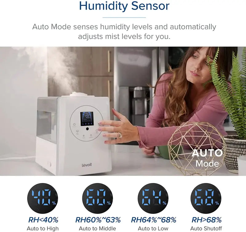 LEVOIT 6L Smart Humidifier – Warm & Cool Mist for Large Bedrooms, Plants & Families with Auto Humidity Sensing