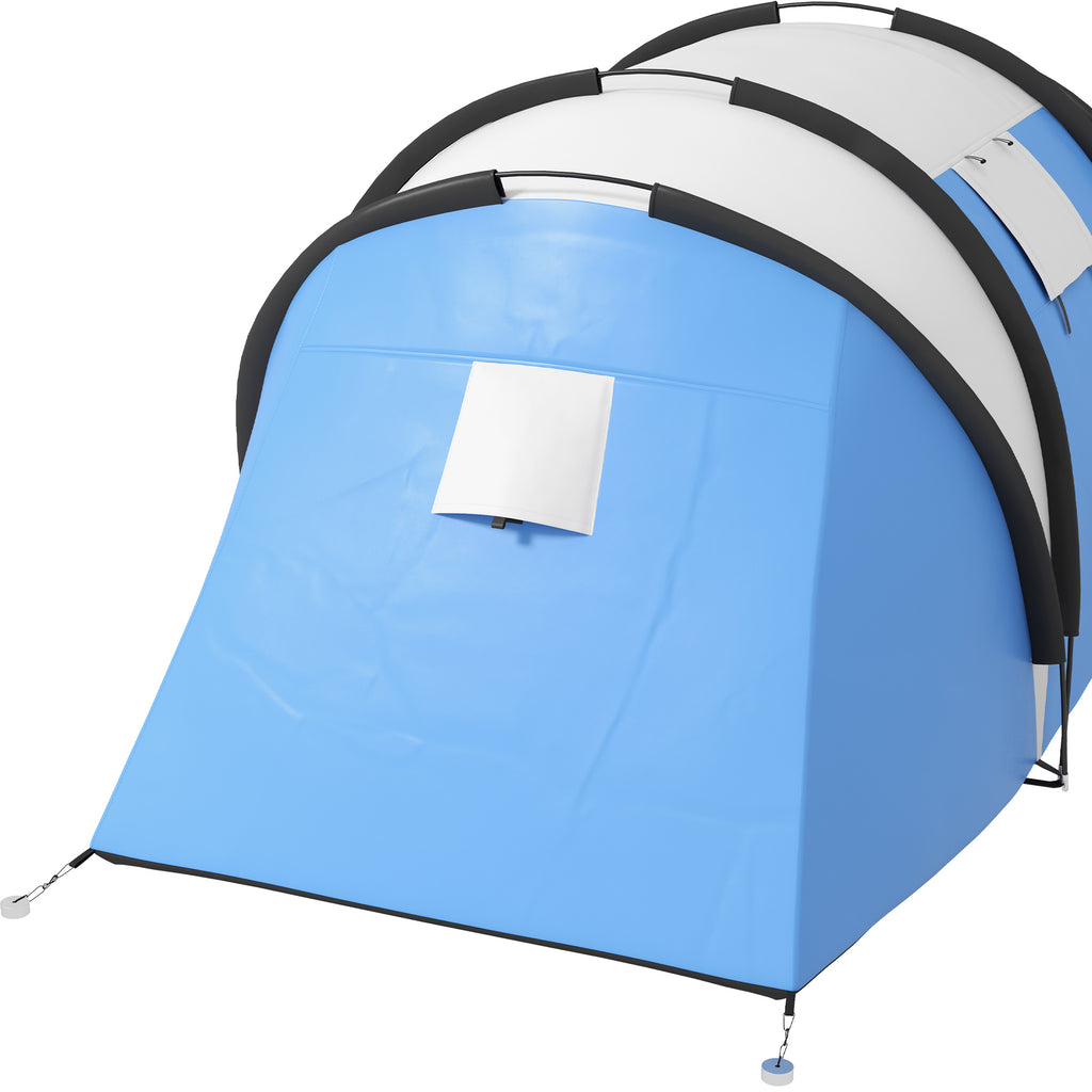 Outsunny Campingzelt für 4-5 Personen leicht wasserabweisend Familienzelt mit 3 Zimmer Seitentür Fenster Blau