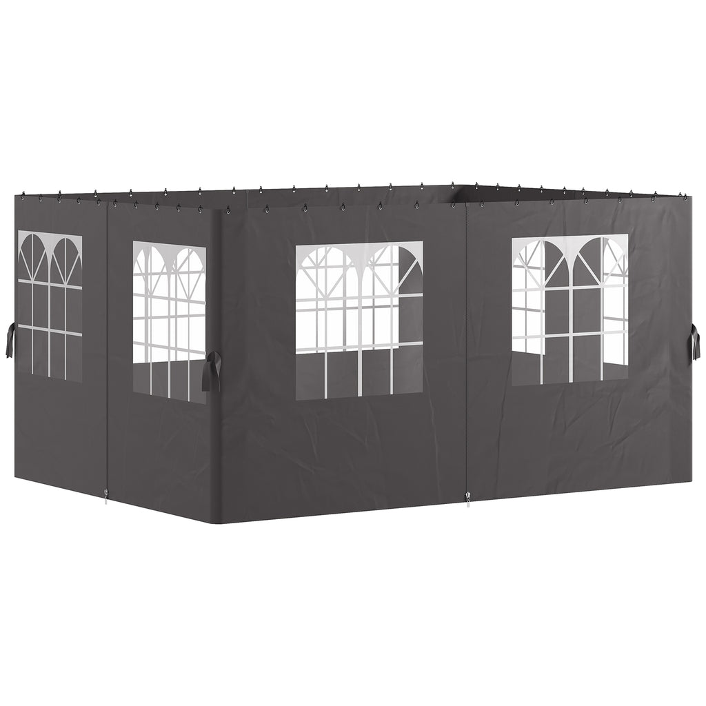 Outsunny Pavillon-Seitenwände, 4 Seitenwand-Paneele für Gartenpavillon, mit Reißverschluss, 3 x 4 m Pavillon, Dunkelgrau