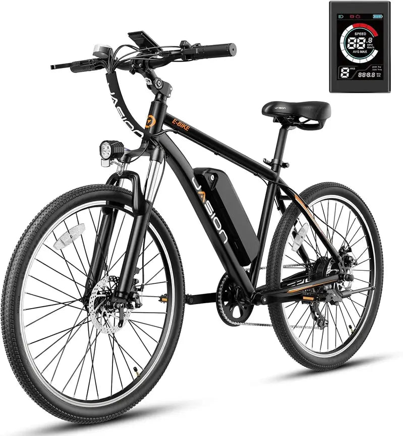 Jasion EB5 Adult Electric Mountain Bike – 40-Mile Peak Range, 20 MPH Commuter E-Bike with All-Terrain Capability