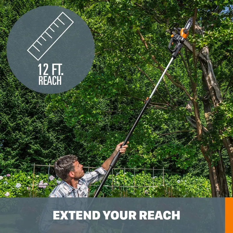 Worx WG322 20V Cordless 10-Inch Pole Saw and Chain Saw Combo – Power Share Compatible