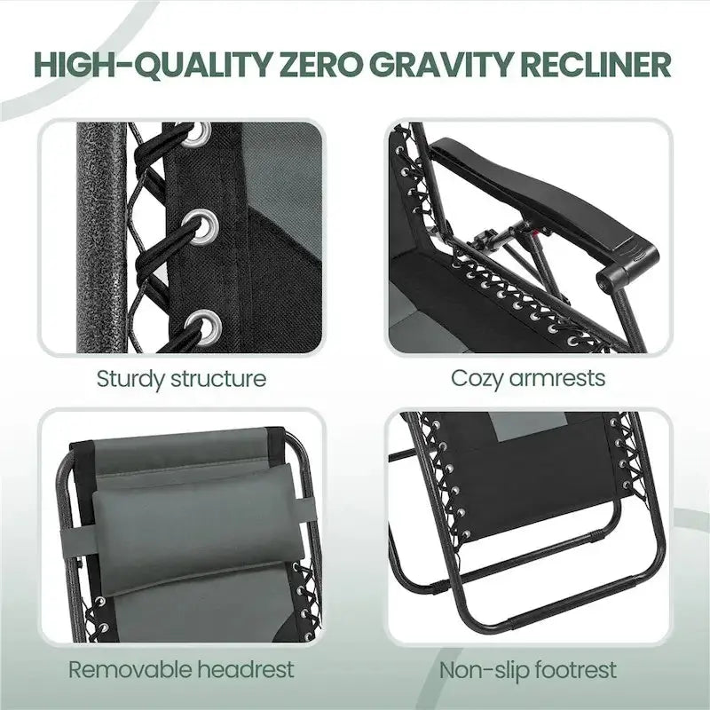 Yaheetech Twin Pack Outdoor Zero Gravity Lounge Chairs – 26-Inch Padded Patio & Camping Seating