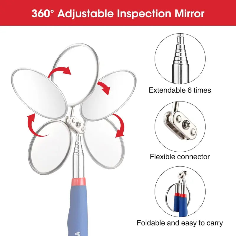 WORKPRO 4-Piece Telescoping Auto Repair Kit – Magnetic Pickup Tools & Inspection Mirror