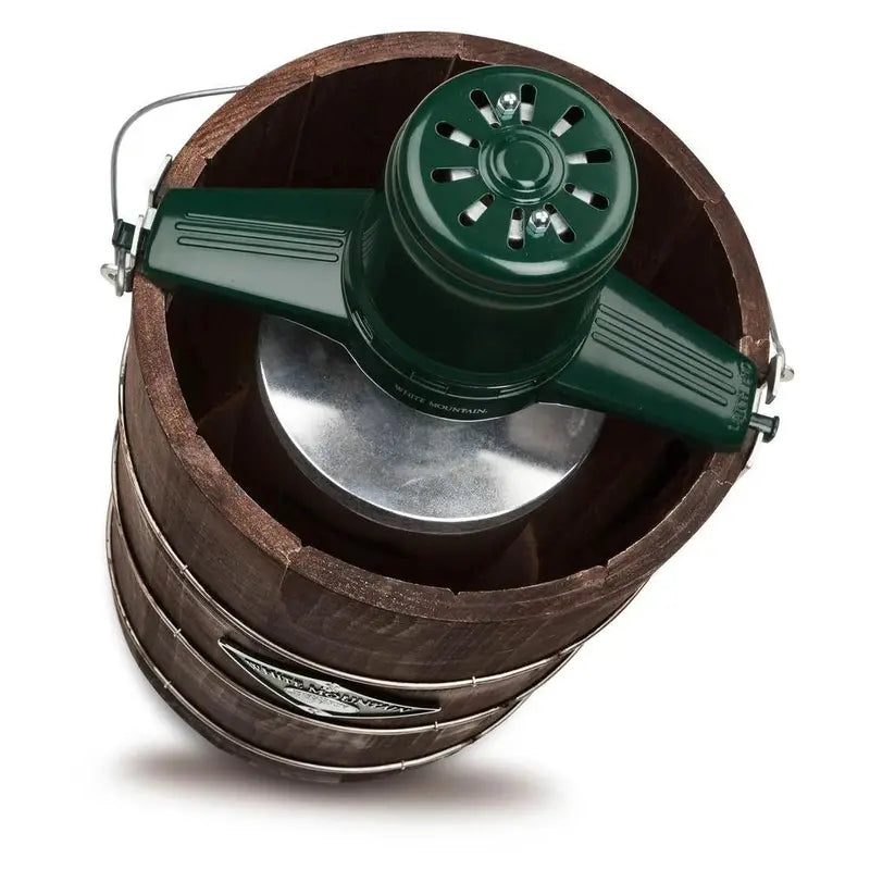 White Mountain 6-Quart Electric Ice Cream Maker – Green & Brown Design, Fully Automatic Churning