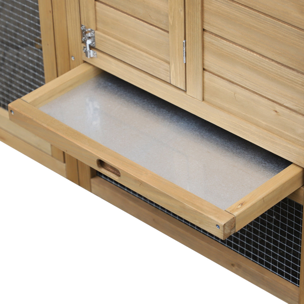PawHut Zwerghühnerstall Zwerghühnerhaus mit Nistkasten Zwerghühnervoliere Auslauf Geflügelstall mit Rampe Tannenholz Natur 150,5 x 54 x 87 cm
