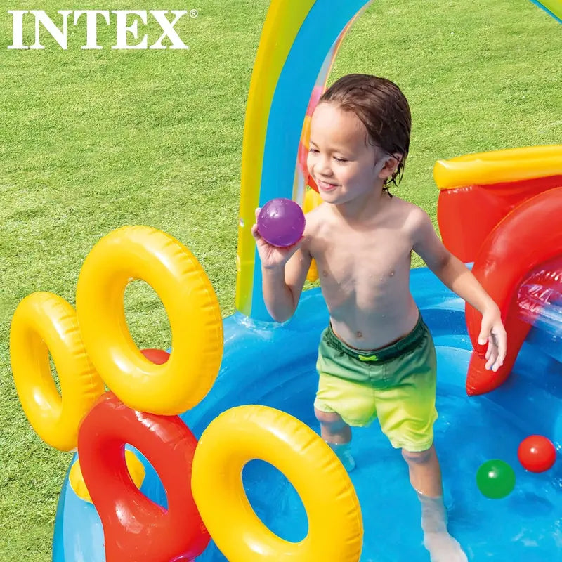 Intex Jungle Adventure Inflatable Play Center – 96″ x 78″ x 28″ Kiddie Splash Pool with Water Slide for Toddlers & Backyard Fun