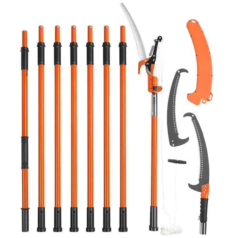 VEVOR Manual Pole Saw, 7.3-27 ft Extendable Tree Pruner with Durable Carbon Steel Blade