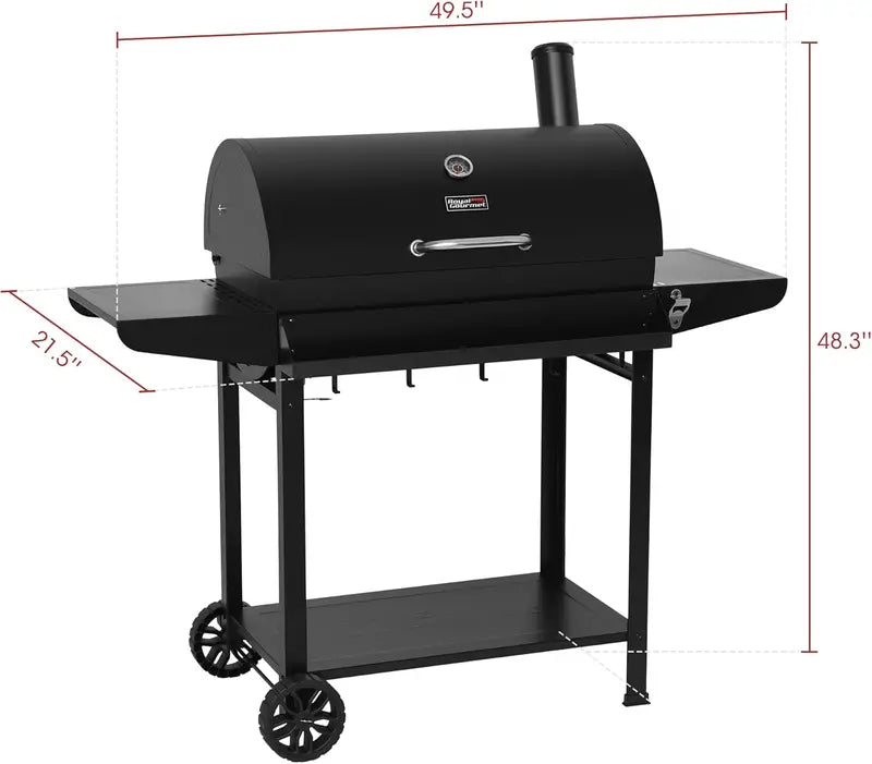 Royal Gourmet CC1830T 30-Inch Barrel Charcoal Grill with Warming Rack & Front Storage Basket – 627 Sq. In. Black BBQ for Outdoor Parties