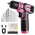 WORKPRO 8V Cordless Drill Kit — 53-Piece Bit Set, 2.0Ah Battery, 3/8″ Keyless Chuck, Pink Ribbon Storage