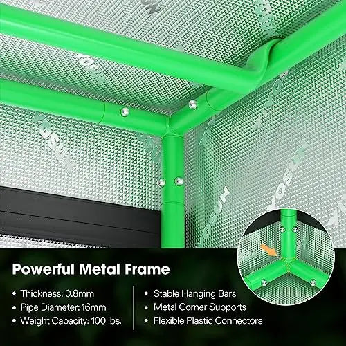VIVOSUN 4 4 Grow Tent, 48 x48 x80  High Reflective Mylar with Observation Window and Floor Tray
