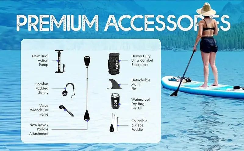 Roc 10'6″ Inflatable Stand-Up Paddle Board – Stable All-Around SUP for Beginners & Experts