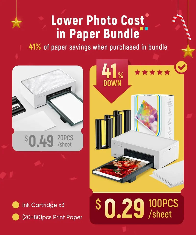 Liene 4×6 Portable Photo Printer – Wi-Fi Enabled Thermal-Dye Sublimation Printer for iOS & Android