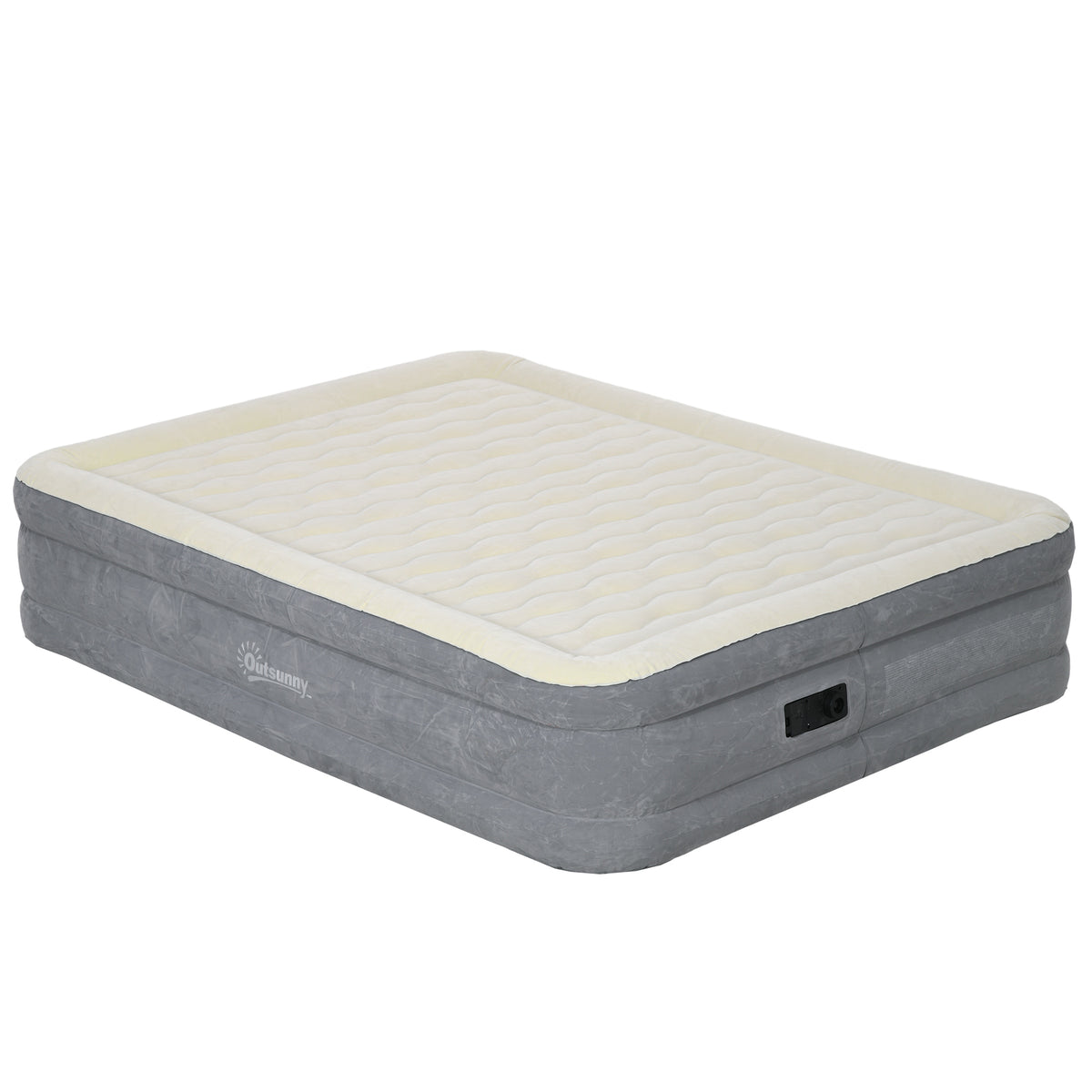 Outsunny Einzel-Luftmatratze mit integrierter Luftpumpe und Tasche, 92 x 203 x 46 cm, Beige