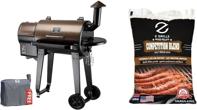 Z Grills ZPG-450A Wood Pellet Grill & Smoker, 8-in-1 BBQ, Auto Temp Control, 450 Sq In, Bronze