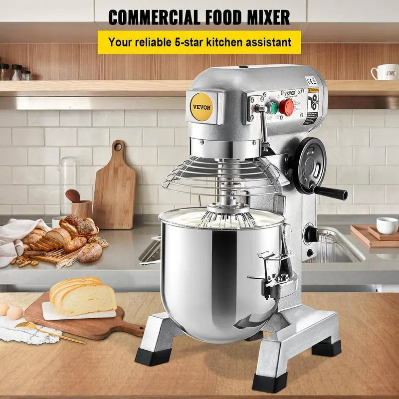 VEVOR 30 Qt Commercial Stand Mixer, 1500W, 3-Speeds, Stainless Steel Bowl