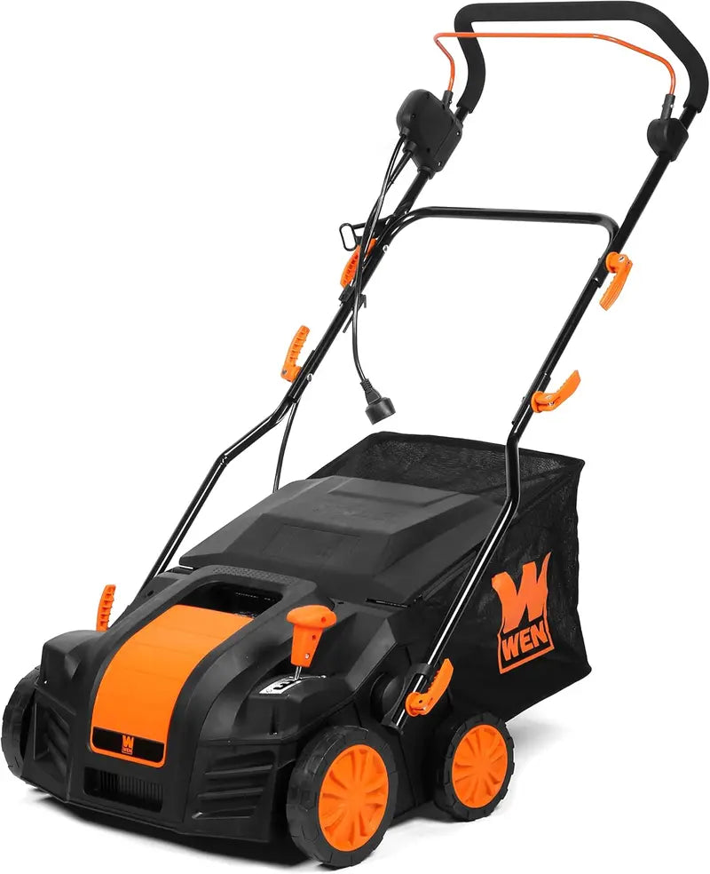 WEN 16″ 15-Amp 2-in-1 Electric Dethatcher & Scarifier with Bag, Black