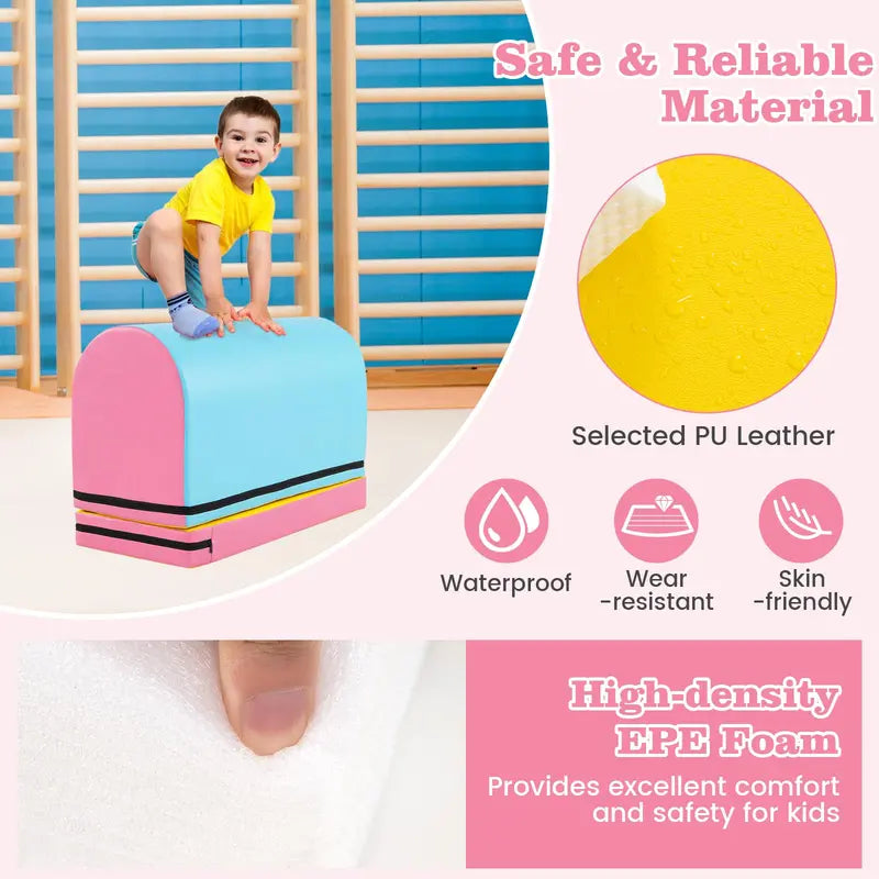 Mailbox-Style Tumbling Mat – Gymnastics Vaulting Box with Detachable Foam Mat & Carry Handle