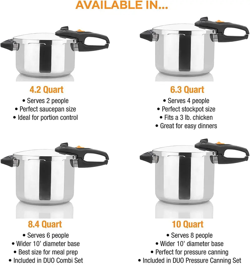 Zavor DUO 8-Quart Stainless Steel Stovetop Pressure Cooker