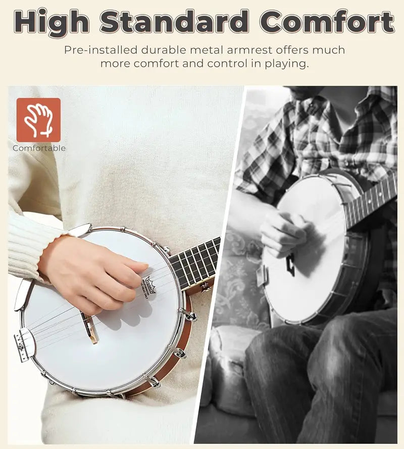 Vangoa 38-Inch 5-String Banjo Set with Resonator, Remo Head, Mahogany Body, Beginner Kit