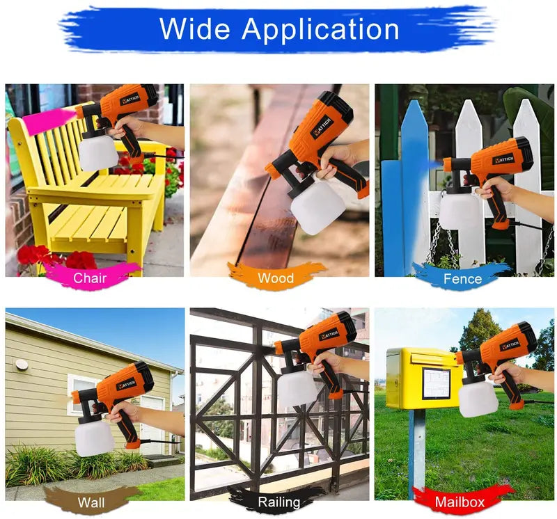 YATTICH 700W HVLP Paint Sprayer YT-201, 3 Spray Patterns, 5 Nozzle Sizes, Copper Nozzles, User-Friendly Design