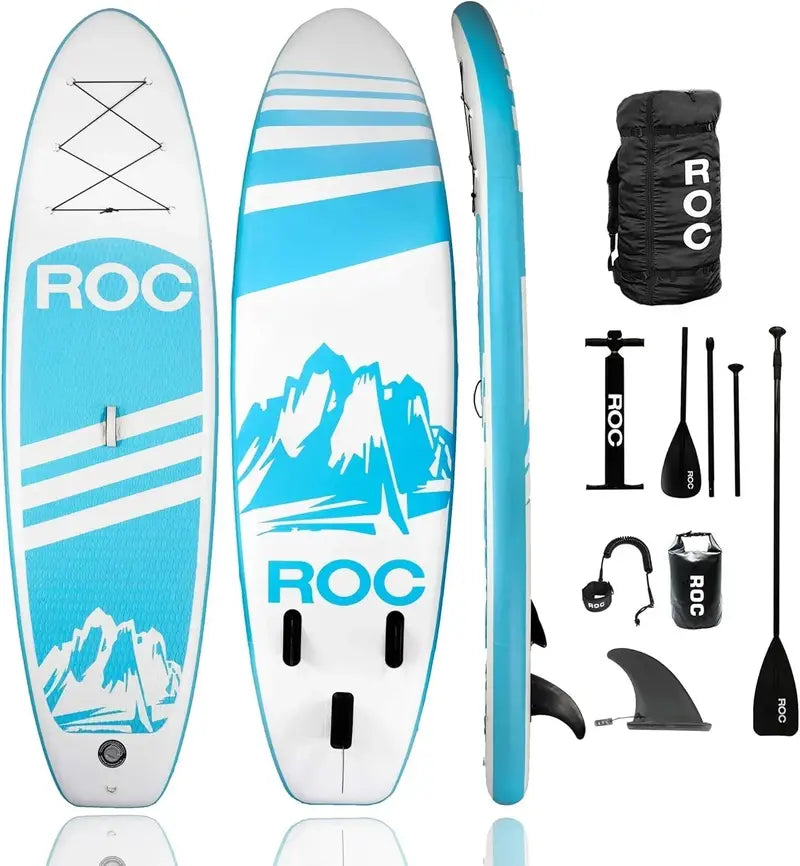 ROC Premium Inflatable SUP Board – Includes Pump, Paddle & Carry Bag