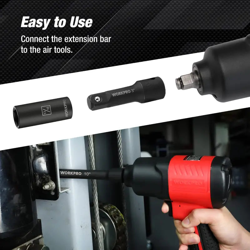WORKPRO 9-Piece Impact Driver Extension Bar Kit – Durable Hex-Shank Extensions
