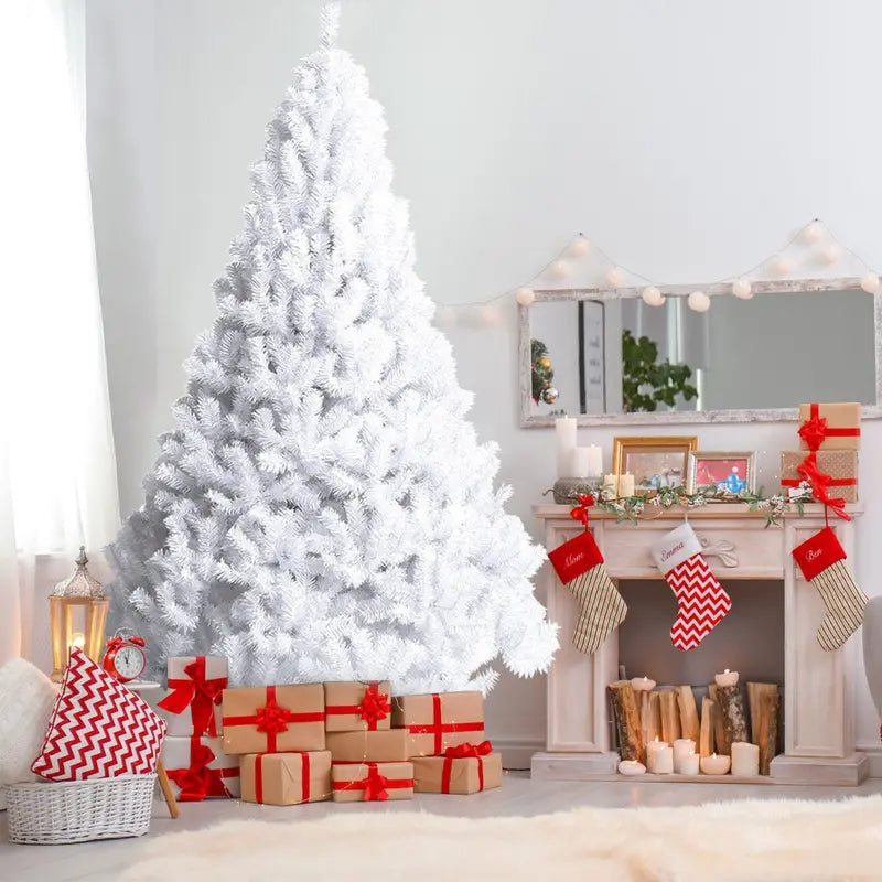 White Metal-Legged Christmas Tree – All-Weather Holiday Decor for Indoor and Outdoor Spaces