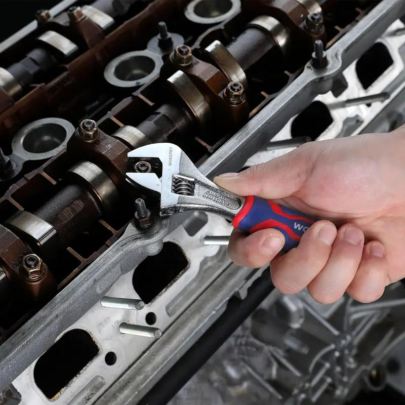 WORKPRO Triple-Size Adjustable Wrench Set — Chrome-Plated Cr-V with Anti-Slip Grip and Dual Metric/SAE Scales
