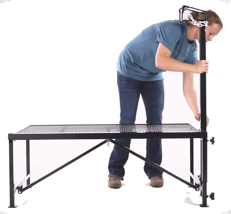 Weaver Leather Adjustable Livestock Trimming Stand – Sturdy Steel Design with Wire Headpiece for Sheep & Goats