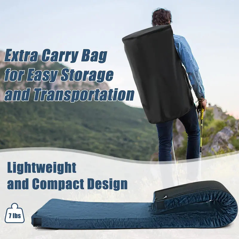 Waterproof Memory Foam Camping Mat – Roll-Up Floor Mattress with Carry Bag for Travel or Outdoors