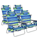 Set of 4 Adjustable Beach Chairs – Foldable Backpack Design with 5 Recline Positions