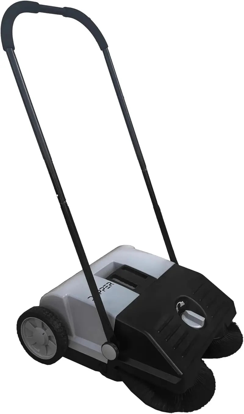 Walk-Behind Floor Sweeper – 5.25-Gallon Manual Push Sweeper with 25.5″ Broom Width, Covers 27,900 sq ft/hr (Grey)