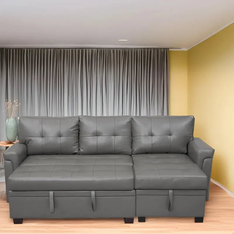 Reversible L-Shaped Sectional – Pull-Out Sleeper, Hidden Chaise Storage & Reinforced Legs