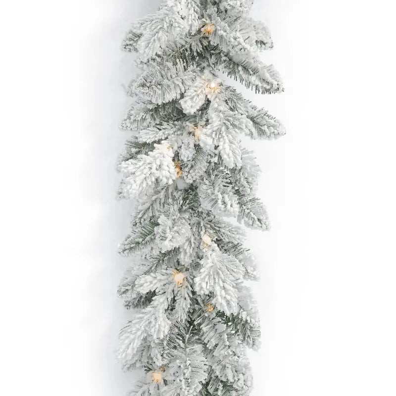Seasonal LLC 6ft Bluffton Flocked Prelit Garland with RGBW LEDs, Remote-Controlled, Battery-Operated, Indoor/Outdoor