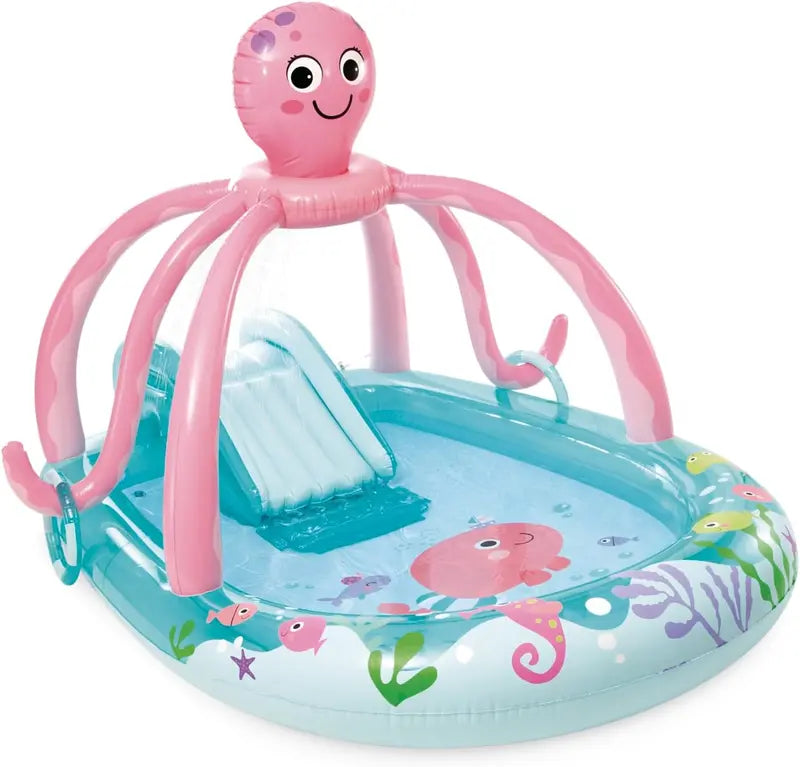 Intex Jungle Adventure Inflatable Play Center – 96″ x 78″ x 28″ Kiddie Splash Pool with Water Slide for Toddlers & Backyard Fun