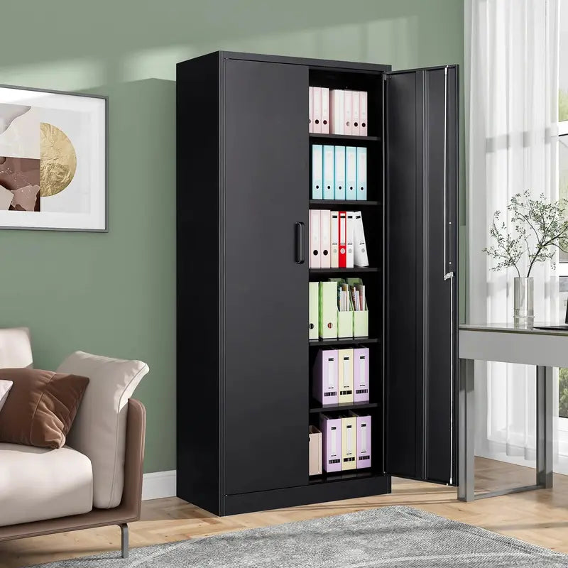 SISESOL 71″ Tall Metal Garage Cabinet – Two-Door Storage Unit with Adjustable Shelves