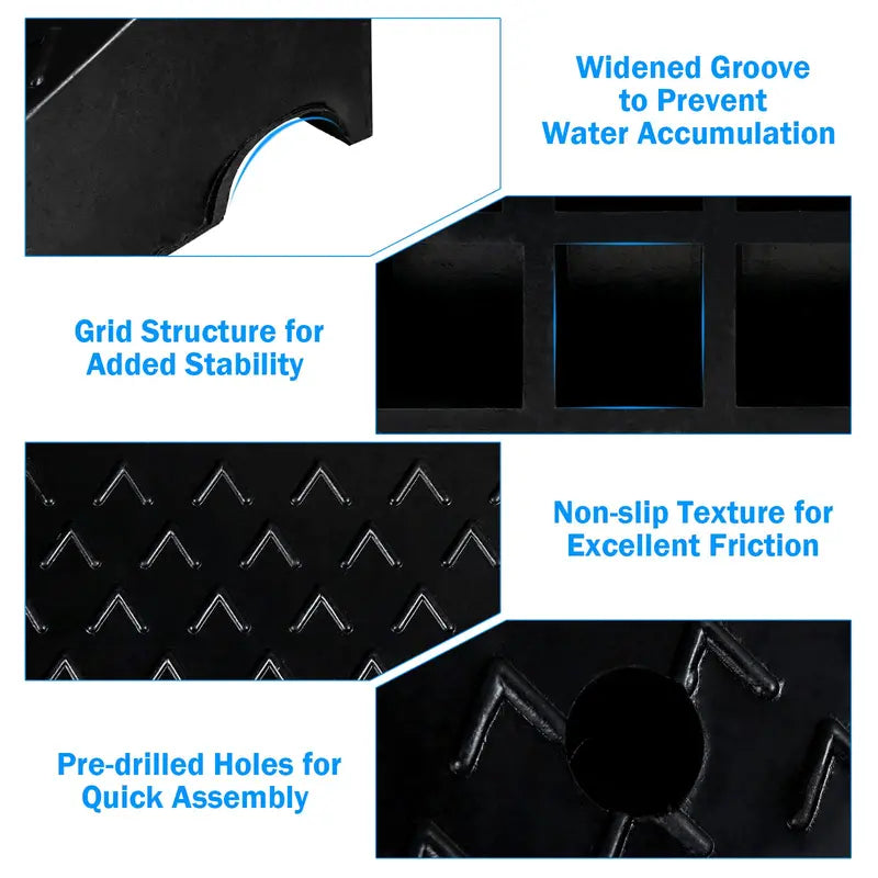 Rubber Curb Ramp Kit – 5-Inch High × 19-Inch Wide Threshold Ramps for Driveways, Sidewalks, and Motorcycles
