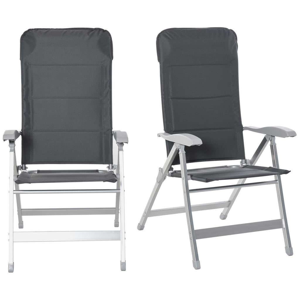 Outsunny Set aus 2 klappbaren Gartenstühlen, Liegestühlen für draußen mit hoch verstellbarer Rückenlehne in mehreren Positionen und Armlehnen