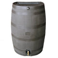 RTS Home Accents Polyethylene 50 Gallon Flat Back Brass Spigot Rain Barrel, Walnut Color