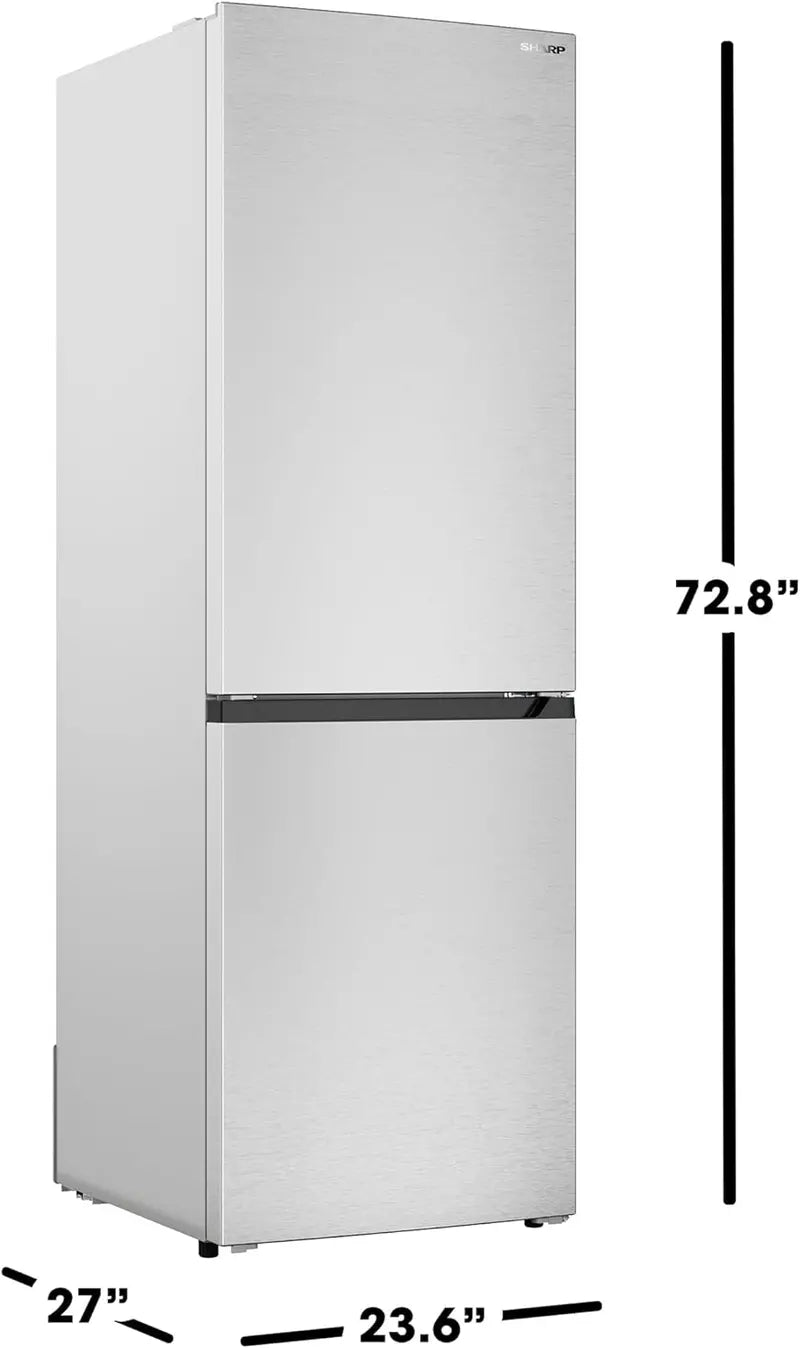 Sharp Counter-Depth Bottom-Freezer Refrigerator | 24-Inch Wide, 11.5 Cu. Ft. Energy-Efficient Model with Sleek, Space-Saving Design